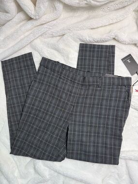 Gray Plaid Dress Pants - Classic Check Pattern